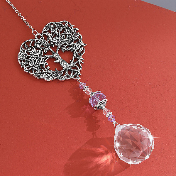 PandaHall Alloy Heart with Tree of Life Pendant Decorations, Hanging Suncatchers, with Glass Teardrop Charm, Pearl Pink, 350mm Alloy Heart
PandaHall Alloy Heart with Tree of Life Pendant Decorations, Hanging Suncatchers, with Glass Teardrop Charm, Pearl Pink, 350mm Alloy Heart
