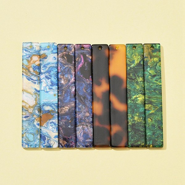 PandaHall 8Pcs 4 Style Cellulose Acetate(Resin) Big Pendants, Rectangle Charms, Mixed Color, 53x9x2~3mm, Hole: 1.5mm, 2pcs/style Cellulose..., Multicolor
PandaHall 8Pcs 4 Style Cellulose Acetate(Resin) Big Pendants, Rectangle Charms, Mixed Color, 53x9x2~3mm, Hole: 1.5mm, 2pcs/style Cellulose..., Multicolor