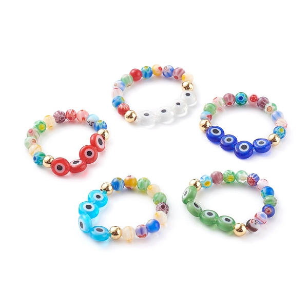 PandaHall Handmade Millefiori Glass Beaded Stretch Rings, with Evil Eye Lampwork Beads and Brass Beads, Golden, Mixed Color, US Size 10 1/2..., Multicolor
PandaHall Handmade Millefiori Glass Beaded Stretch Rings, with Evil Eye Lampwork Beads and Brass Beads, Golden, Mixed Color, US Size 10 1/2..., Multicolor