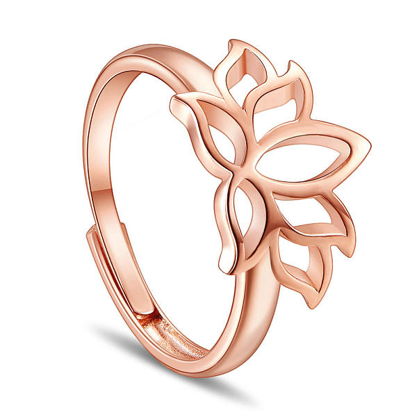 PandaHall SHEGRACE 925 Sterling Silver Adjustable Rings, Lotus, Rose Gold, Size 8, 18mm Sterling Silver
PandaHall SHEGRACE 925 Sterling Silver Adjustable Rings, Lotus, Rose Gold, Size 8, 18mm Sterling Silver