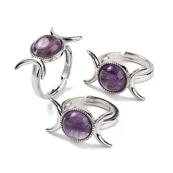 PandaHall Natural Amethyst Adjustable Rings, Platinum Plated Brass Triple Moon Finger Rings for Women Men, US Size 7 1/4(17.5mm) Amethyst...
PandaHall Natural Amethyst Adjustable Rings, Platinum Plated Brass Triple Moon Finger Rings for Women Men, US Size 7 1/4(17.5mm) Amethyst...