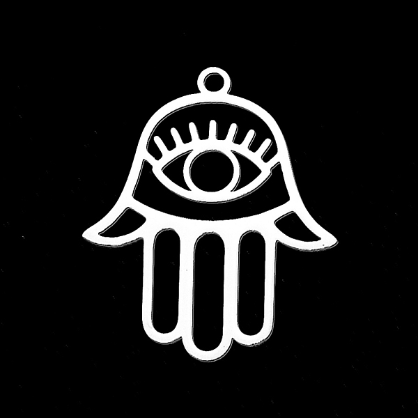 PandaHall 201 Stainless Steel Pendants, Laser Cut, Hamsa Hand//Hand of Miriam with Evil Eye, Stainless Steel Color, 28x23x1mm, Hole: 1.8mm...
PandaHall 201 Stainless Steel Pendants, Laser Cut, Hamsa Hand//Hand of Miriam with Evil Eye, Stainless Steel Color, 28x23x1mm, Hole: 1.8mm...