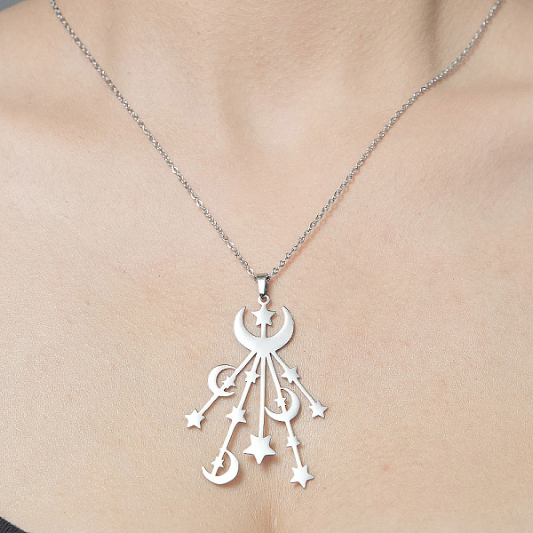 PandaHall 201 Stainless Steel Moon & Star Pendant Necklace, Stainless Steel Color, 17.72 inch(45cm) 201 Stainless Steel Star
PandaHall 201 Stainless Steel Moon & Star Pendant Necklace, Stainless Steel Color, 17.72 inch(45cm) 201 Stainless Steel Star