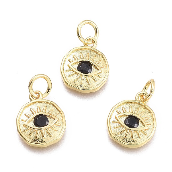 PandaHall Brass Micro Pave Cubic Zirconia Pendants, with Jump Ring, Flat Round with Eye, Real 18K Gold Plated, Black, 12x10x2mm, Jump Rings...
PandaHall Brass Micro Pave Cubic Zirconia Pendants, with Jump Ring, Flat Round with Eye, Real 18K Gold Plated, Black, 12x10x2mm, Jump Rings...