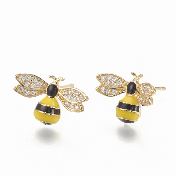 PandaHall Brass Micro Pave Cubic Zirconia Ear Studs, with Enamel, Bees, Nickel Free, Real 18K Gold Plated, 11x17mm, Pin: 0.6mm Cubic...
PandaHall Brass Micro Pave Cubic Zirconia Ear Studs, with Enamel, Bees, Nickel Free, Real 18K Gold Plated, 11x17mm, Pin: 0.6mm Cubic...