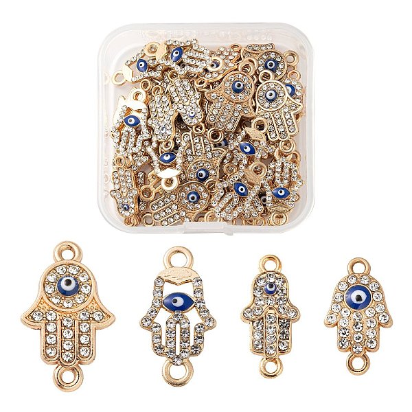 PandaHall 40Pcs 4 Style Alloy Rhinestone Links/Connectors, Enamel Style, Hamsa Hand/Hand of Miriam with Evil Eye, Blue, Light Gold..., Clear
PandaHall 40Pcs 4 Style Alloy Rhinestone Links/Connectors, Enamel Style, Hamsa Hand/Hand of Miriam with Evil Eye, Blue, Light Gold..., Clear