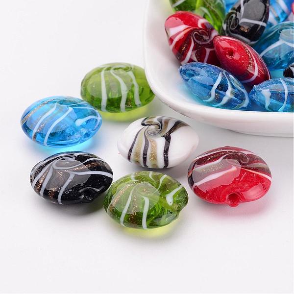 PandaHall Mixed Color Flat Round Handmade Gold Sand Lampwork Beads, about 20mm in diameter, hole: 2mm Lampwork Flat Round Multicolor
PandaHall Mixed Color Flat Round Handmade Gold Sand Lampwork Beads, about 20mm in diameter, hole: 2mm Lampwork Flat Round Multicolor