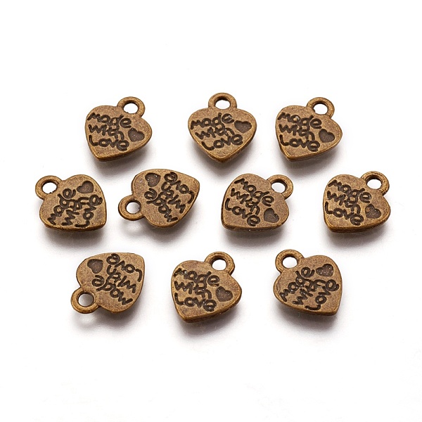 PandaHall Tibetan Style Alloy Pendants, Cadmium Free & Nickel Free & Lead Free, Valentine's Day, Heart with Made with Love, Antique Bronze...
PandaHall Tibetan Style Alloy Pendants, Cadmium Free & Nickel Free & Lead Free, Valentine's Day, Heart with Made with Love, Antique Bronze...