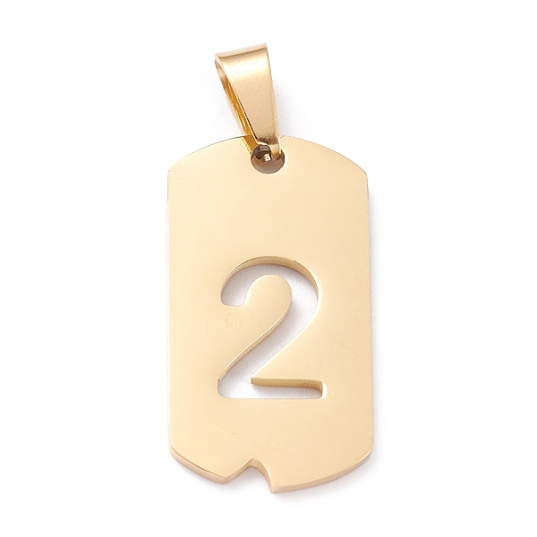 PandaHall Vacuum Plating 304 Stainless Steel Pendants, Rectangle with Number, Golden, Num.2, 27.5x14.5x1.5mm, Hole: 7.5x3mm 304 Stainless...
PandaHall Vacuum Plating 304 Stainless Steel Pendants, Rectangle with Number, Golden, Num.2, 27.5x14.5x1.5mm, Hole: 7.5x3mm 304 Stainless...