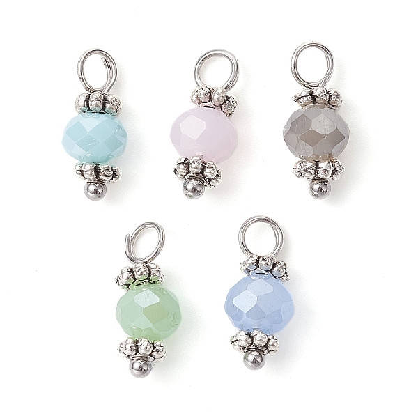 PandaHall Glass Charms, with Antique Silver Alloy Loops, Faceted Rondelle, Mixed Color, 13.5x6mm, Hole: 3mm Glass Rondelle Multicolor
PandaHall Glass Charms, with Antique Silver Alloy Loops, Faceted Rondelle, Mixed Color, 13.5x6mm, Hole: 3mm Glass Rondelle Multicolor