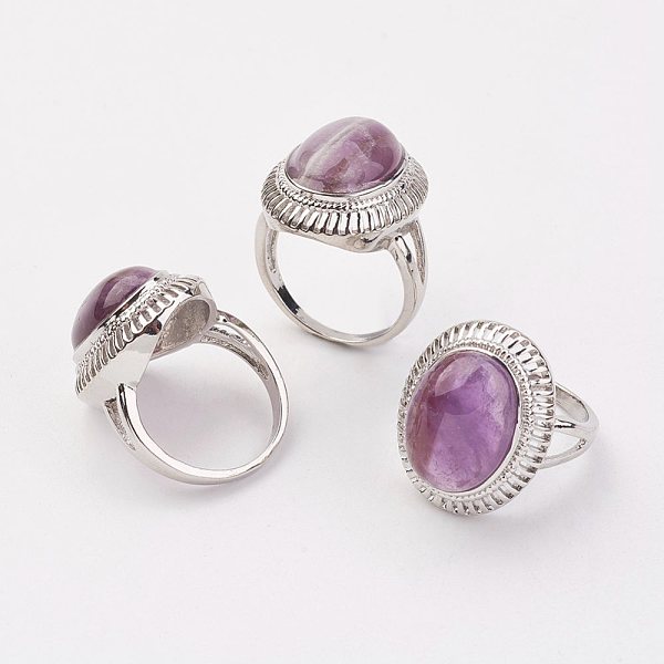 PandaHall Natural Amethyst Finger Rings, with Brass Ring Finding, Platinum, Oval, Size 8, 18mm Amethyst
PandaHall Natural Amethyst Finger Rings, with Brass Ring Finding, Platinum, Oval, Size 8, 18mm Amethyst