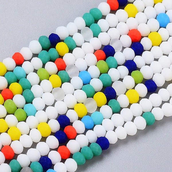 PandaHall Faceted Glass Beads Strands, Frosted, Rondelle, Colorful, 2.5~3.2x1.8~2.6mm, Hole: 0.8mm, about 185~186pcs/Strand, 15.55~15.75...
PandaHall Faceted Glass Beads Strands, Frosted, Rondelle, Colorful, 2.5~3.2x1.8~2.6mm, Hole: 0.8mm, about 185~186pcs/Strand, 15.55~15.75...