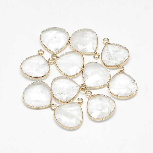 PandaHall Natural Crystal Pendants, with Golden Tone Brass Findings, Faceted, teardrop, 23x19x5mm, Hole: 2mm Quartz Crystal Teardrop
PandaHall Natural Crystal Pendants, with Golden Tone Brass Findings, Faceted, teardrop, 23x19x5mm, Hole: 2mm Quartz Crystal Teardrop