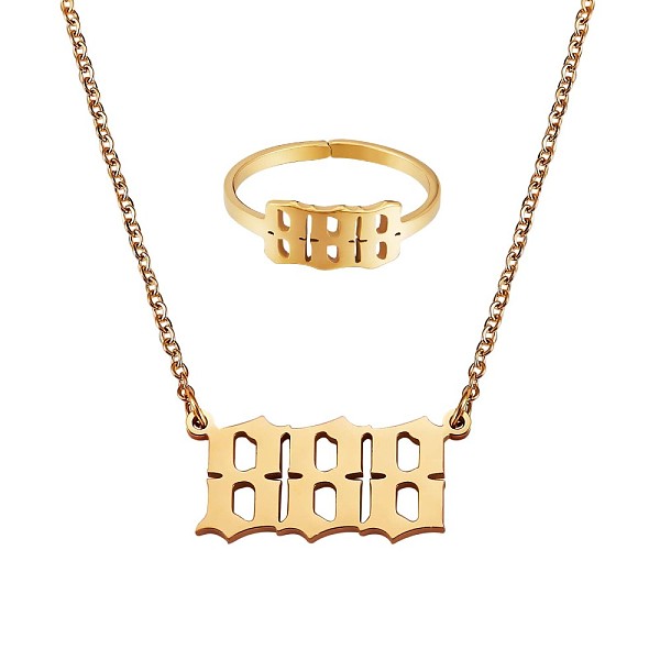 PandaHall Angel Number Pendant Necklace & Open Cuff Ring, Gold Plated 304 Stainless Steel Lucky Numerology Jewelry Set for Women, Num.8...
PandaHall Angel Number Pendant Necklace & Open Cuff Ring, Gold Plated 304 Stainless Steel Lucky Numerology Jewelry Set for Women, Num.8...
