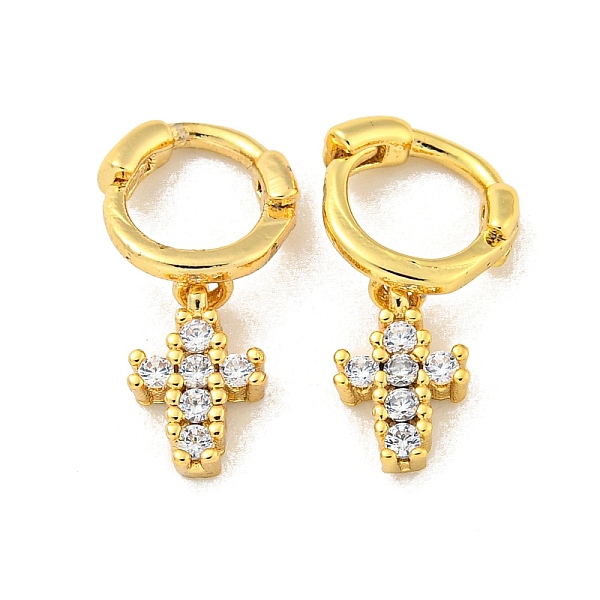 PandaHall Brass Micro Pave Cubic Zirconia Hoop Earring, Real 18K Gold Plated, Cross, 14x5mm Brass Cross
PandaHall Brass Micro Pave Cubic Zirconia Hoop Earring, Real 18K Gold Plated, Cross, 14x5mm Brass Cross