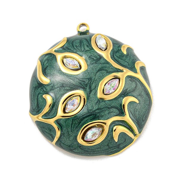 PandaHall Ion Plating(IP) 304 Stainless Steel Rhinestone Pendants, with Enamel, Real 18K Gold Plated, Half Round with Eye Charm, Dark Green..., Clear
PandaHall Ion Plating(IP) 304 Stainless Steel Rhinestone Pendants, with Enamel, Real 18K Gold Plated, Half Round with Eye Charm, Dark Green..., Clear