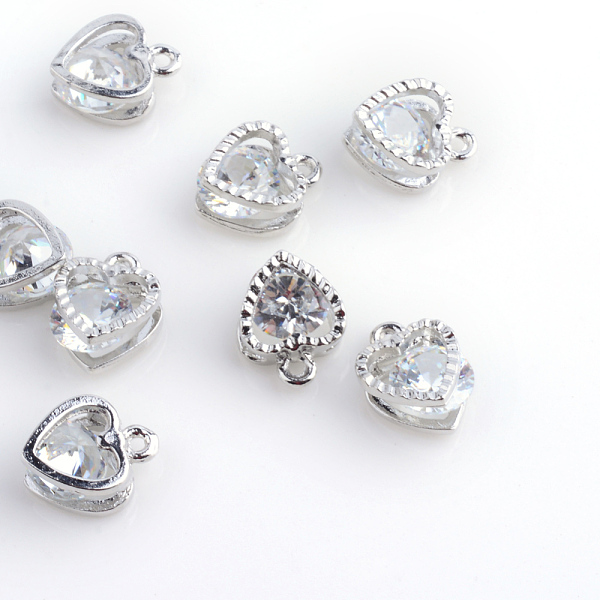 PandaHall Heart Alloy Charms, with Cubic Zirconia, Platinum, 12x8.5x5mm, Hole: 1mm Cubic Zirconia Heart
PandaHall Heart Alloy Charms, with Cubic Zirconia, Platinum, 12x8.5x5mm, Hole: 1mm Cubic Zirconia Heart