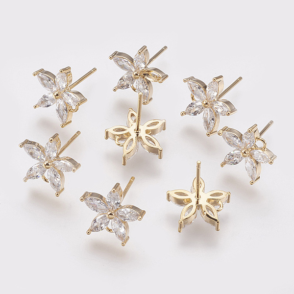 PandaHall Brass Cubic Zirconia Ear Stud Findings, with Loop, Nickel Free, Real 18K Gold Plated, Flower, 11.5x12mm, Hole: 1.5mm, pin: 0.5mm...
PandaHall Brass Cubic Zirconia Ear Stud Findings, with Loop, Nickel Free, Real 18K Gold Plated, Flower, 11.5x12mm, Hole: 1.5mm, pin: 0.5mm...