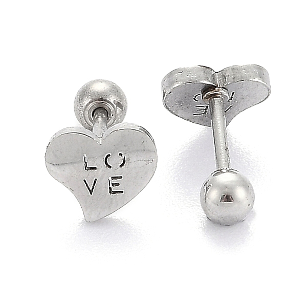 PandaHall 201 Stainless Steel Earlobe Plugs for Valentine's Day, Screw Back Earrings, with 304 Stainless Steel Pins, Heart with Word Love...
PandaHall 201 Stainless Steel Earlobe Plugs for Valentine's Day, Screw Back Earrings, with 304 Stainless Steel Pins, Heart with Word Love...
