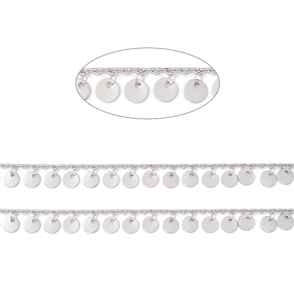 PandaHall 304 Stainless Steel Cable Chains, with Flat Round Charms, Soldered, with Spool, Stainless Steel Color, Flat Round: 6x1mm, Link...
PandaHall 304 Stainless Steel Cable Chains, with Flat Round Charms, Soldered, with Spool, Stainless Steel Color, Flat Round: 6x1mm, Link...