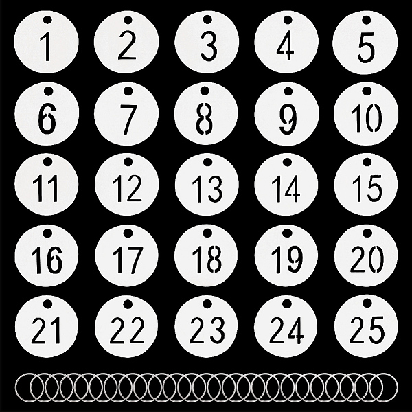 PandaHall AHANDMAKER Stainless Steel Numbered Key Tags, 1-25 Number Tag, 30mm Round ID Tags Key Chain, Hollowed Numbered Tags with Key Rings...
PandaHall AHANDMAKER Stainless Steel Numbered Key Tags, 1-25 Number Tag, 30mm Round ID Tags Key Chain, Hollowed Numbered Tags with Key Rings...