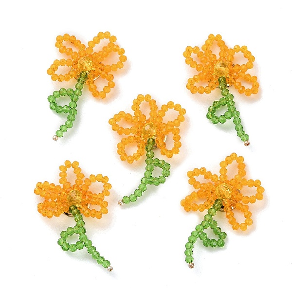 PandaHall Handmade Glass Beaded Woven Cabochons, for DIY Jewelry Making Crafts, with Brass Finding, Flower, Orange, 40~43x25~30x7~7.5mm...
PandaHall Handmade Glass Beaded Woven Cabochons, for DIY Jewelry Making Crafts, with Brass Finding, Flower, Orange, 40~43x25~30x7~7.5mm...
