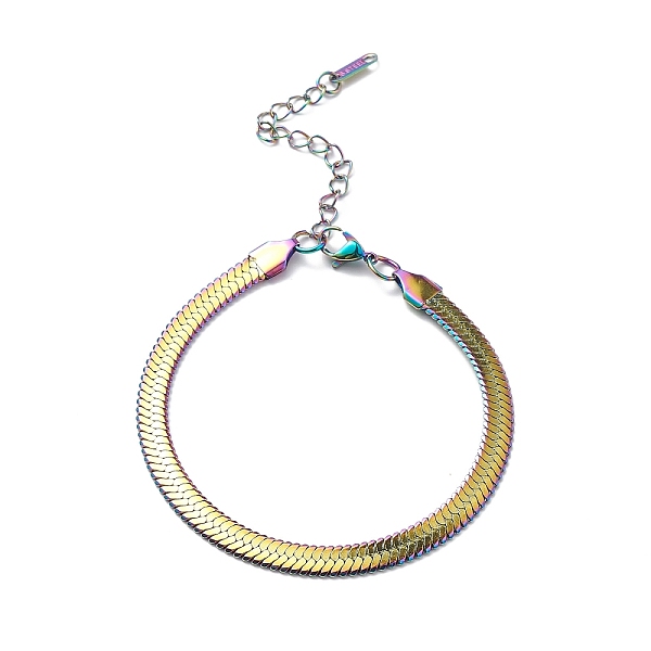 PandaHall 304 Stainless Steel Flat Snake Chain Bracelet for Men Women, Rainbow Color, 7-7/8 inch(20cm) 304 Stainless Steel
PandaHall 304 Stainless Steel Flat Snake Chain Bracelet for Men Women, Rainbow Color, 7-7/8 inch(20cm) 304 Stainless Steel