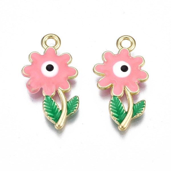 PandaHall Rack Plating Alloy Enamel Pendants, Cadmium Free & Nickel Free & Lead Free, Light Gold, Flower with Evil Eye, Pink, 25.5x14x3.5mm...
PandaHall Rack Plating Alloy Enamel Pendants, Cadmium Free & Nickel Free & Lead Free, Light Gold, Flower with Evil Eye, Pink, 25.5x14x3.5mm...