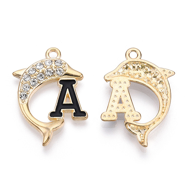 PandaHall Alloy Enamel Pendants, with Crystal Rhinestone, Cadmium Free & Lead Free, Dolphin with Initial Letter A, Light Gold, 27x19x2.5mm..., Black
PandaHall Alloy Enamel Pendants, with Crystal Rhinestone, Cadmium Free & Lead Free, Dolphin with Initial Letter A, Light Gold, 27x19x2.5mm..., Black