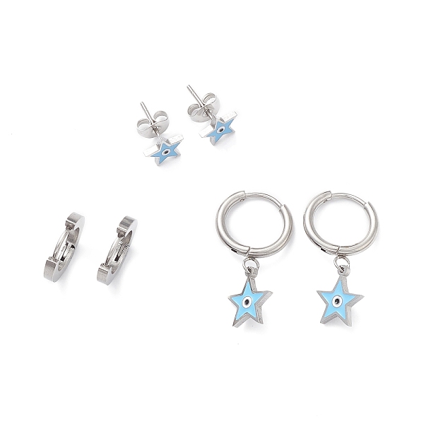 PandaHall 3 Pairs 3 Style Enamel Star with Evil Eye Dangle Hoop Earrings, 304 Stainless Steel Stud Earrings for Women, Stainless Steel Color...
PandaHall 3 Pairs 3 Style Enamel Star with Evil Eye Dangle Hoop Earrings, 304 Stainless Steel Stud Earrings for Women, Stainless Steel Color...