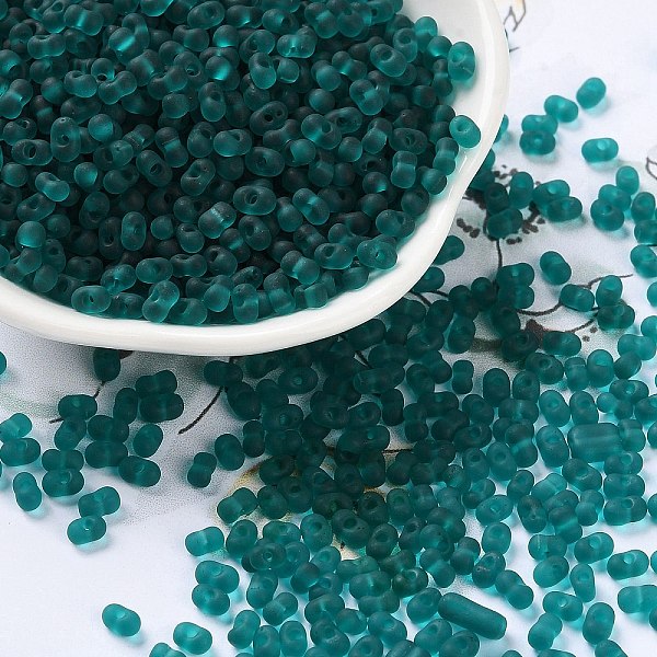 PandaHall Glass Seed Beads, Transparent Colours, Frosted, Peanut, Dark Cyan, 4~4.5x2~2.5x2~2.5mm, Hole: 0.8~0.9mm, about 10000pcs/pound...
PandaHall Glass Seed Beads, Transparent Colours, Frosted, Peanut, Dark Cyan, 4~4.5x2~2.5x2~2.5mm, Hole: 0.8~0.9mm, about 10000pcs/pound...