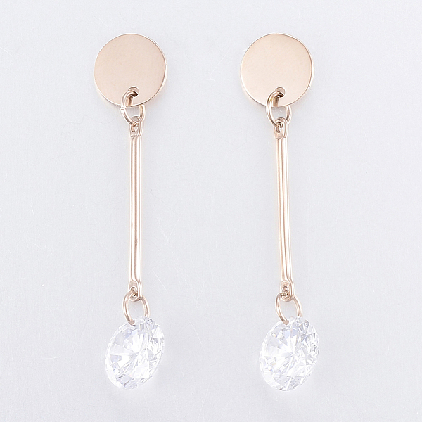 PandaHall 304 Stainless Steel Stud Earrings, with Cubic Zirconia, Rose Gold, 49x10x6mm, Pin: 0.8mm Cubic Zirconia Clear
PandaHall 304 Stainless Steel Stud Earrings, with Cubic Zirconia, Rose Gold, 49x10x6mm, Pin: 0.8mm Cubic Zirconia Clear
