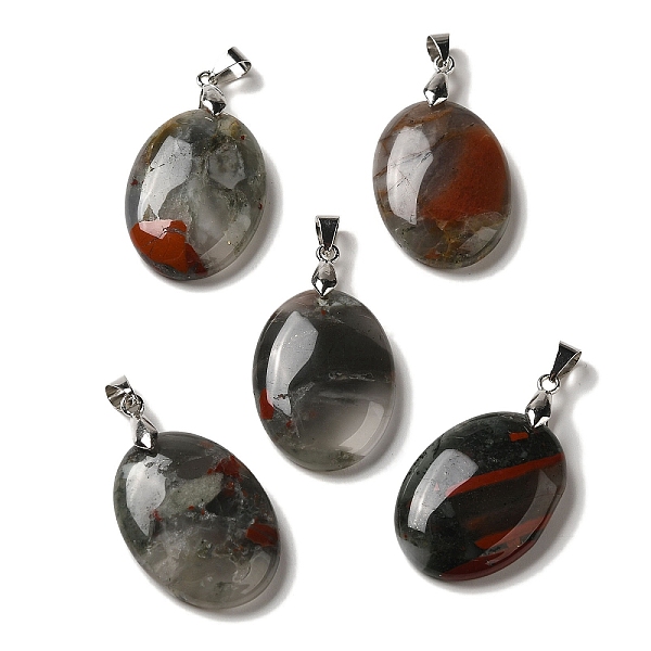 PandaHall Natural African Bloodstone Pendants, Oval Charms with Rack Plating Platinum Plated Brass Snap on Bails, 30x21.5~22x6~6.5mm, Hole...
PandaHall Natural African Bloodstone Pendants, Oval Charms with Rack Plating Platinum Plated Brass Snap on Bails, 30x21.5~22x6~6.5mm, Hole...