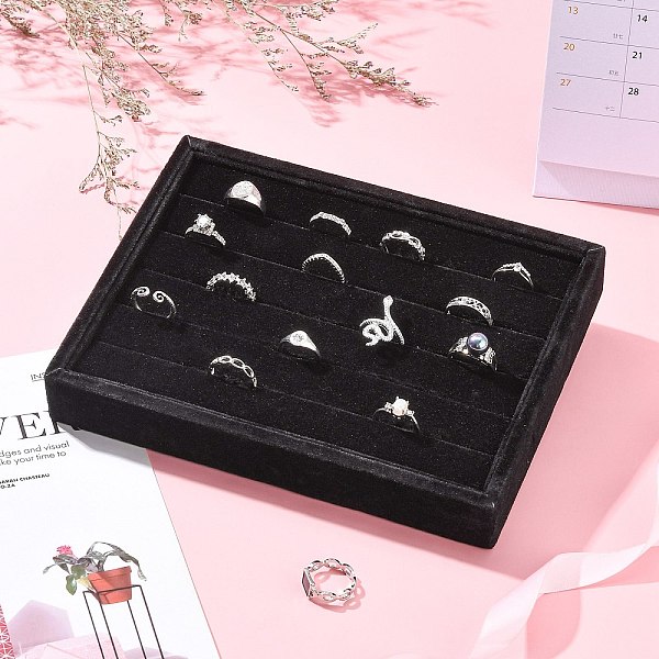 PandaHall Wooden Cuboid Jewelry Rings Displays, Covered with Velvet, with Sponge Inside, Black, 20x15x3.2cm Velvet Black
PandaHall Wooden Cuboid Jewelry Rings Displays, Covered with Velvet, with Sponge Inside, Black, 20x15x3.2cm Velvet Black
