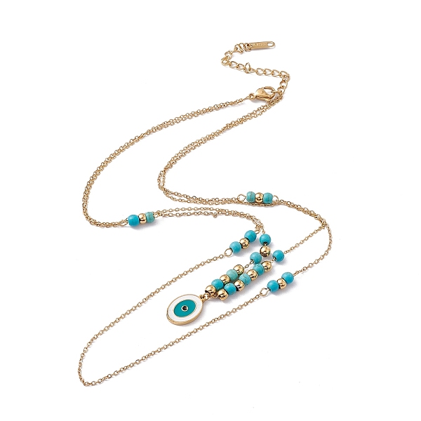 PandaHall Enamel Charms Double Layer Necklace with Synthetic Turquoise Beaded, 304 Stainless Steel Cable Chains Bohemia Necklace for Women...
PandaHall Enamel Charms Double Layer Necklace with Synthetic Turquoise Beaded, 304 Stainless Steel Cable Chains Bohemia Necklace for Women...