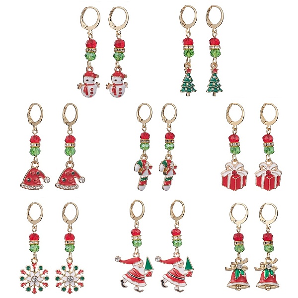 PandaHall 8 Pair 8 Style Glass Dangle Leverback Earrings, Golden Alloy Jewelry, Christmas Hat & Candy Cane & Tree & Snowflake & Santa Claus..., Multicolor
PandaHall 8 Pair 8 Style Glass Dangle Leverback Earrings, Golden Alloy Jewelry, Christmas Hat & Candy Cane & Tree & Snowflake & Santa Claus..., Multicolor
