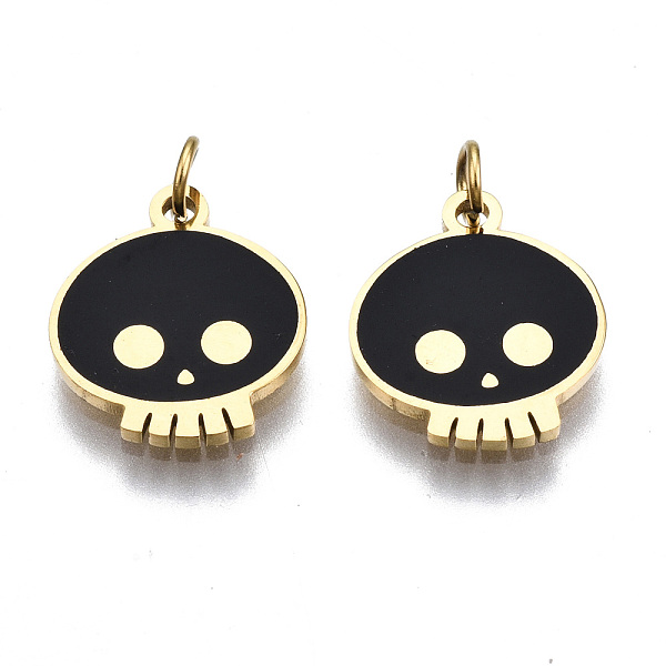 PandaHall 316 Surgical Stainless Steel Enamel Charms, with Jump Rings, Skull, Black, Real 14K Gold Plated, 11x10x1mm, Jump Ring: 3.4x0.5mm...
PandaHall 316 Surgical Stainless Steel Enamel Charms, with Jump Rings, Skull, Black, Real 14K Gold Plated, 11x10x1mm, Jump Ring: 3.4x0.5mm...
