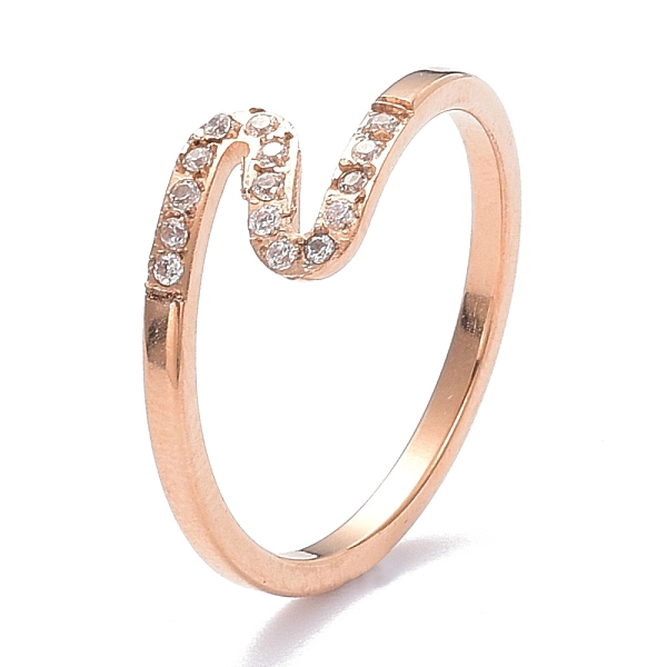 PandaHall Ion Plating(IP) 304 Stainless Steel Finger Rings, with Crystal Rhinestone, Wave, Rose Gold, US Size 6~9(16.5~18.9mm) Stainless..., Clear
PandaHall Ion Plating(IP) 304 Stainless Steel Finger Rings, with Crystal Rhinestone, Wave, Rose Gold, US Size 6~9(16.5~18.9mm) Stainless..., Clear