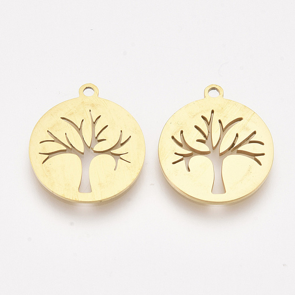 PandaHall 201 Stainless Steel Pendants, Laser Cut Pendants, Flat Round with Tree of Life, Golden, 17.5x15.5x1mm, Hole: 1.4mm 201 Stainless...
PandaHall 201 Stainless Steel Pendants, Laser Cut Pendants, Flat Round with Tree of Life, Golden, 17.5x15.5x1mm, Hole: 1.4mm 201 Stainless...