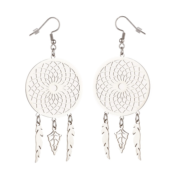 PandaHall 304 Stainless Steel Woven Net with Feather Dangle Earrings for Women, Stainless Steel Color, 85mm, Pin: 0.7mm 304 Stainless Steel
PandaHall 304 Stainless Steel Woven Net with Feather Dangle Earrings for Women, Stainless Steel Color, 85mm, Pin: 0.7mm 304 Stainless Steel