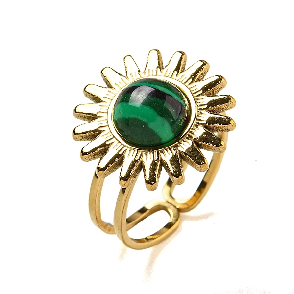 PandaHall Sun 304 Stainless Steel Open Cuff Rings, Synthetic Malachite Finger Rings for Women Men, Real 18K Gold Plated, Adjustable...
PandaHall Sun 304 Stainless Steel Open Cuff Rings, Synthetic Malachite Finger Rings for Women Men, Real 18K Gold Plated, Adjustable...