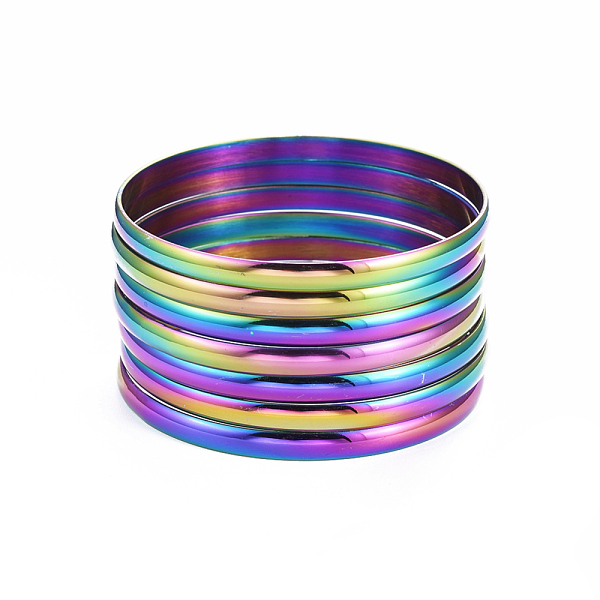 PandaHall Fashion 304 Stainless Steel Bangle Sets, Rainbow Color, 2-5/8 inch(6.8cm), 7pcs/set 304 Stainless Steel
PandaHall Fashion 304 Stainless Steel Bangle Sets, Rainbow Color, 2-5/8 inch(6.8cm), 7pcs/set 304 Stainless Steel