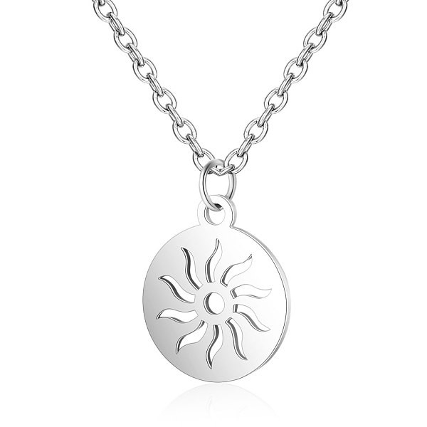 PandaHall 201 Stainless Steel Pendants Necklaces, Flat Round with Sun, Stainless Steel Color, 16.3 inch(40cm)x1mm 201 Stainless Steel
PandaHall 201 Stainless Steel Pendants Necklaces, Flat Round with Sun, Stainless Steel Color, 16.3 inch(40cm)x1mm 201 Stainless Steel
