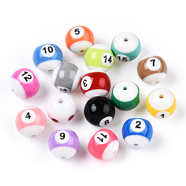 PandaHall Opaque Resin Billiards Beads, Round Beads with Number, Mixed Color, 16x15.5mm, Hole: 2mm Resin Round Multicolor
PandaHall Opaque Resin Billiards Beads, Round Beads with Number, Mixed Color, 16x15.5mm, Hole: 2mm Resin Round Multicolor