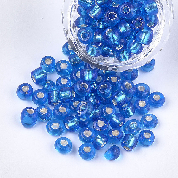 PandaHall Glass Seed Beads, Silver Lined, Round, Royal Blue, 5~6x3~5mm, Hole: 1.2~2mm, about 2500pcs/bag Glass Blue
PandaHall Glass Seed Beads, Silver Lined, Round, Royal Blue, 5~6x3~5mm, Hole: 1.2~2mm, about 2500pcs/bag Glass Blue