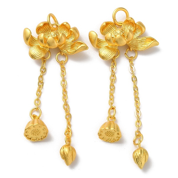 PandaHall Rack Plating Alloy Big Pendants, Cadmium Free & Lead Free, Lotus, Matte Gold Color, 53x22.5x6mm, Hole: 4mm Alloy Flower
PandaHall Rack Plating Alloy Big Pendants, Cadmium Free & Lead Free, Lotus, Matte Gold Color, 53x22.5x6mm, Hole: 4mm Alloy Flower