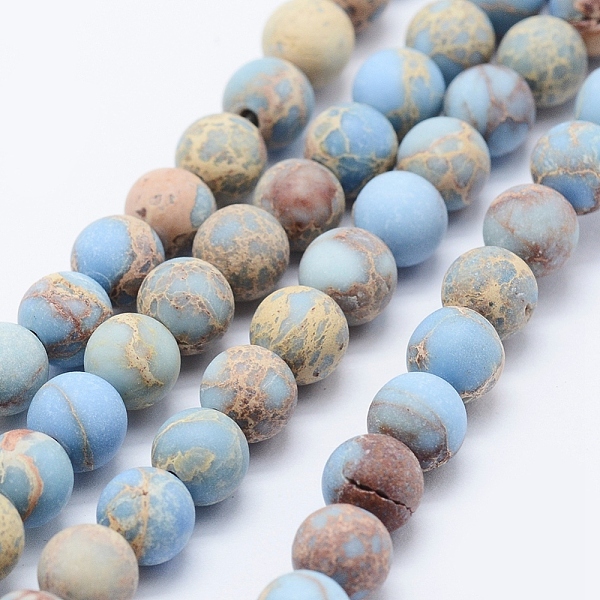 PandaHall Natural Imperial Jasper Beads Strands, Dyed, Frosted, Round, Light Sky Blue, 8mm, Hole: 1mm, about 51pcs/strand, 15.3 inch(39cm)...
PandaHall Natural Imperial Jasper Beads Strands, Dyed, Frosted, Round, Light Sky Blue, 8mm, Hole: 1mm, about 51pcs/strand, 15.3 inch(39cm)...