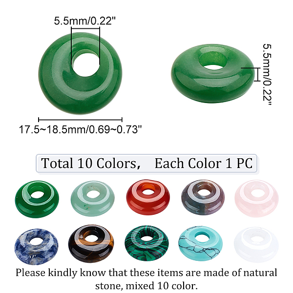 PandaHall 10 Pcs 10 Styles Natural Donut Gemstone Charms, 17.5mm Flat Round Mixed Natural and Synthetic Donut Stone Beads Pendants Natural...
PandaHall 10 Pcs 10 Styles Natural Donut Gemstone Charms, 17.5mm Flat Round Mixed Natural and Synthetic Donut Stone Beads Pendants Natural...