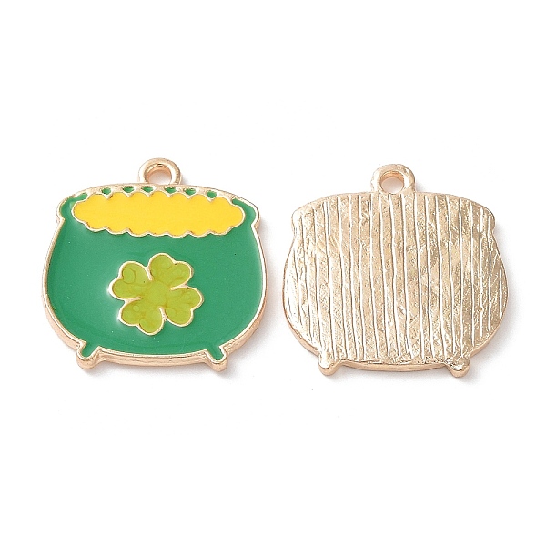 PandaHall Alloy Pendants, with Enamel, Light Gold, Cauldron Kettle with Clover Charms, for Saint Patrick's Day, Medium Sea Green...
PandaHall Alloy Pendants, with Enamel, Light Gold, Cauldron Kettle with Clover Charms, for Saint Patrick's Day, Medium Sea Green...