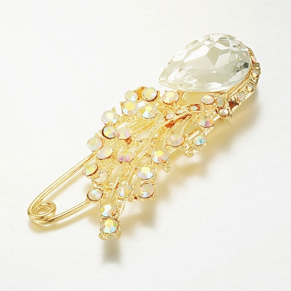 PandaHall Alloy Glass Rhinestone Brooches, Peacock, Golden, 76.5x32mm, Pin: 1.8mm Alloy+Rhinestone Clear
PandaHall Alloy Glass Rhinestone Brooches, Peacock, Golden, 76.5x32mm, Pin: 1.8mm Alloy+Rhinestone Clear